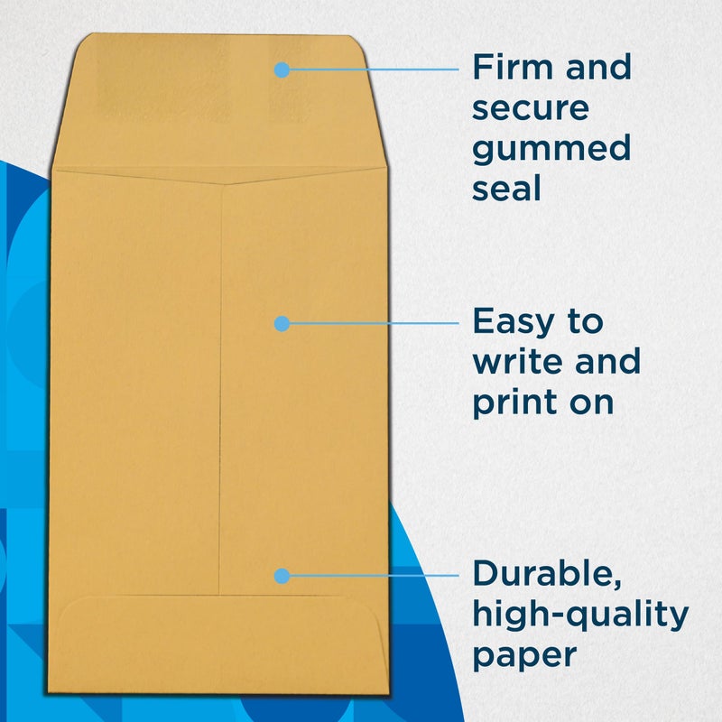 Guardian #1 Paper Coin Envelopes with Gummed Flaps, Pack of 500 Blank Small Envelopes for Gift Cards, Coins, Receipts, Stamps, Small Parts Storage, and More, 2 Â¼ Inches x 3 Â½ Inches, Brown - Image 5